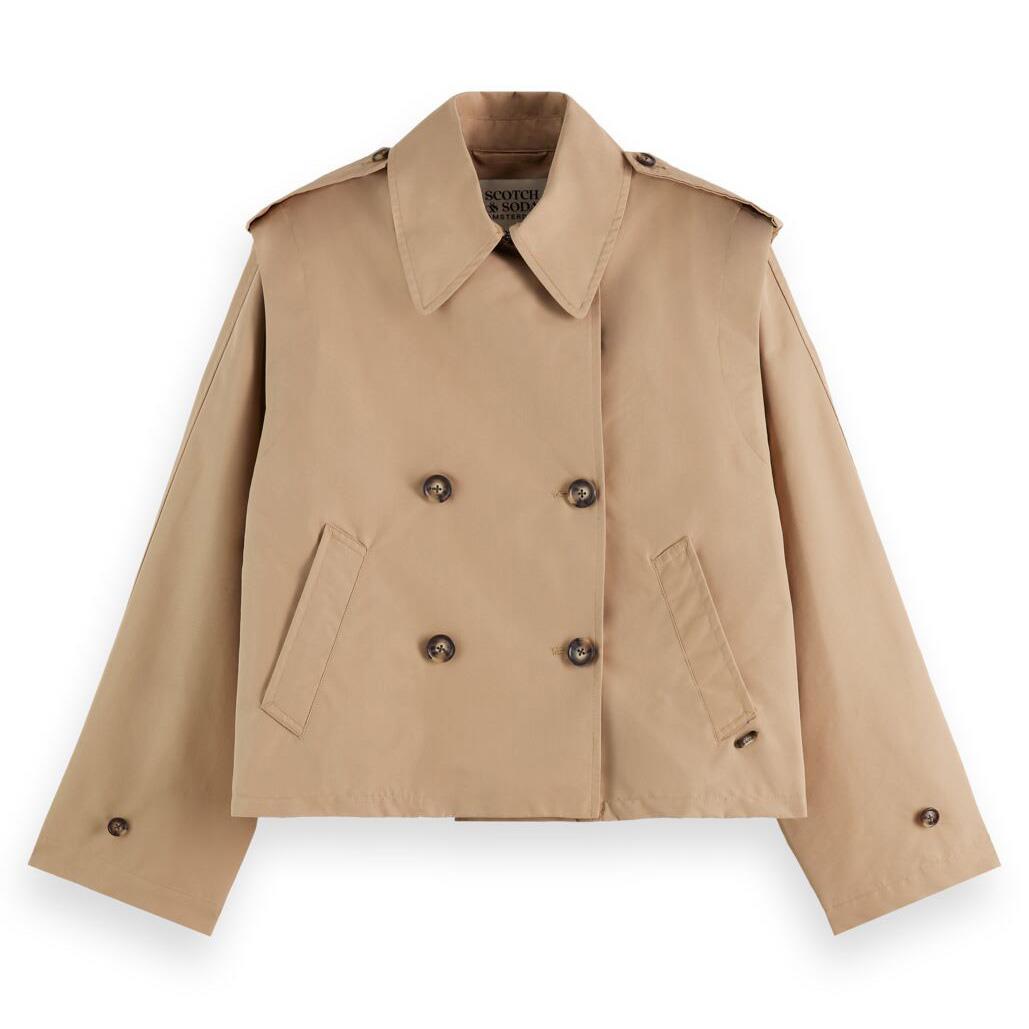 Scotch & Soda Cotton Blend Short Trenchcoat